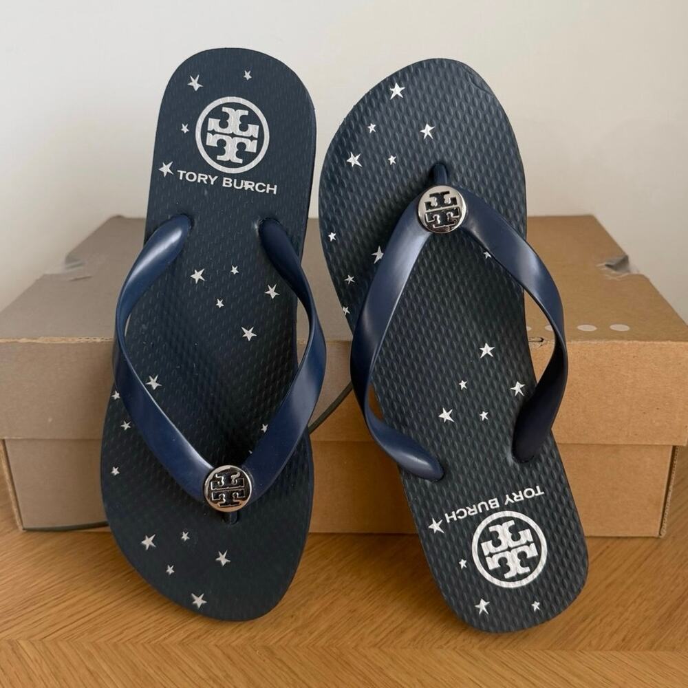 Tory Burch ‘Navy Blue Stargazer’ Women Flip Flops- SZ 7